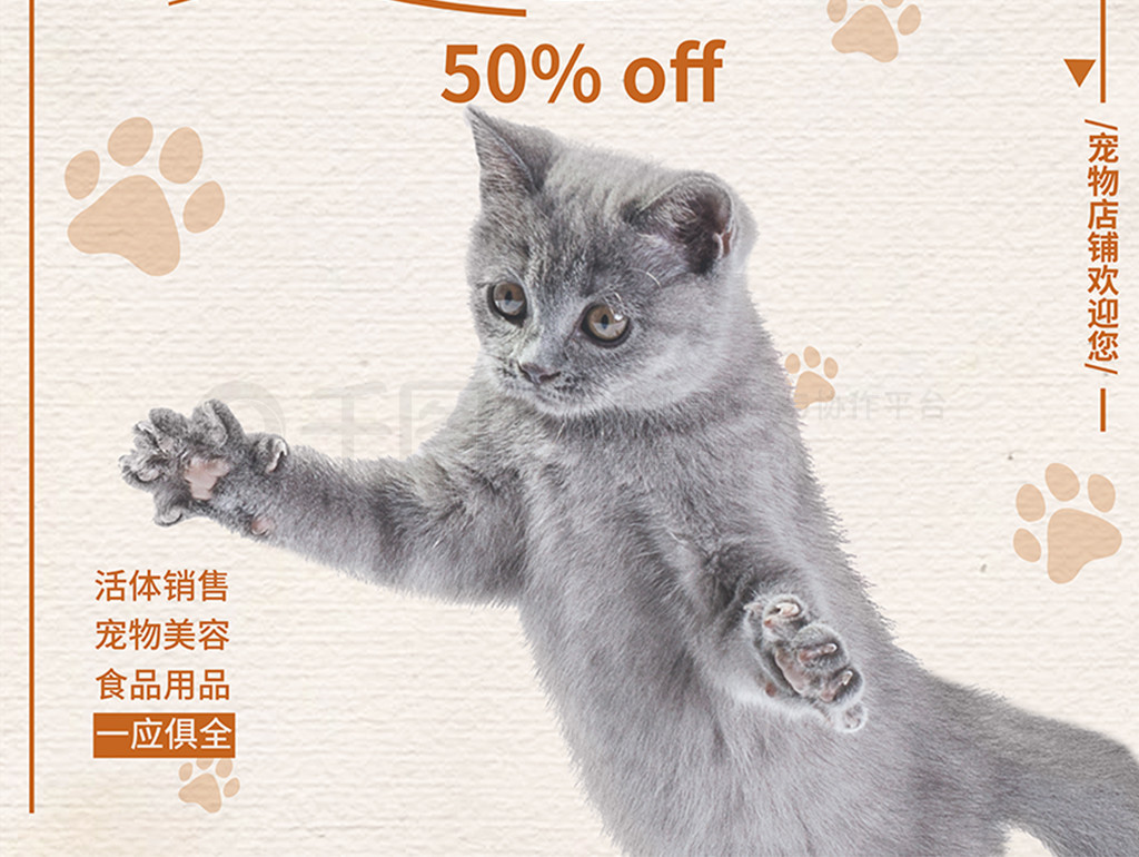 萌寵傾心 棕色可愛風寵物店促銷海報設計指南